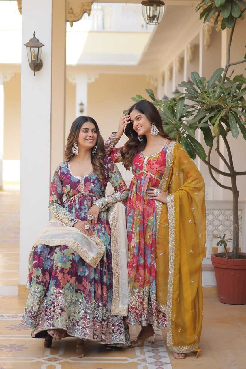 Ethereal Elegance – Russian Silk Embroidered Anarkali Set