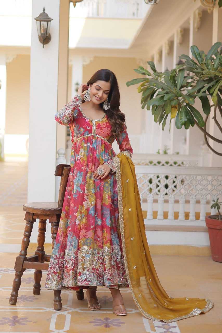 Ethereal Elegance – Russian Silk Embroidered Anarkali Set