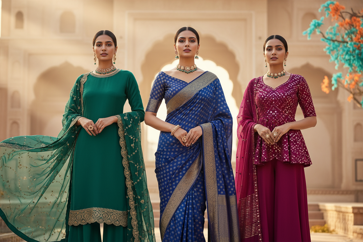 now make slide show banner for womens collections which should be trendy attractive relatable for indian market with out any texts in it